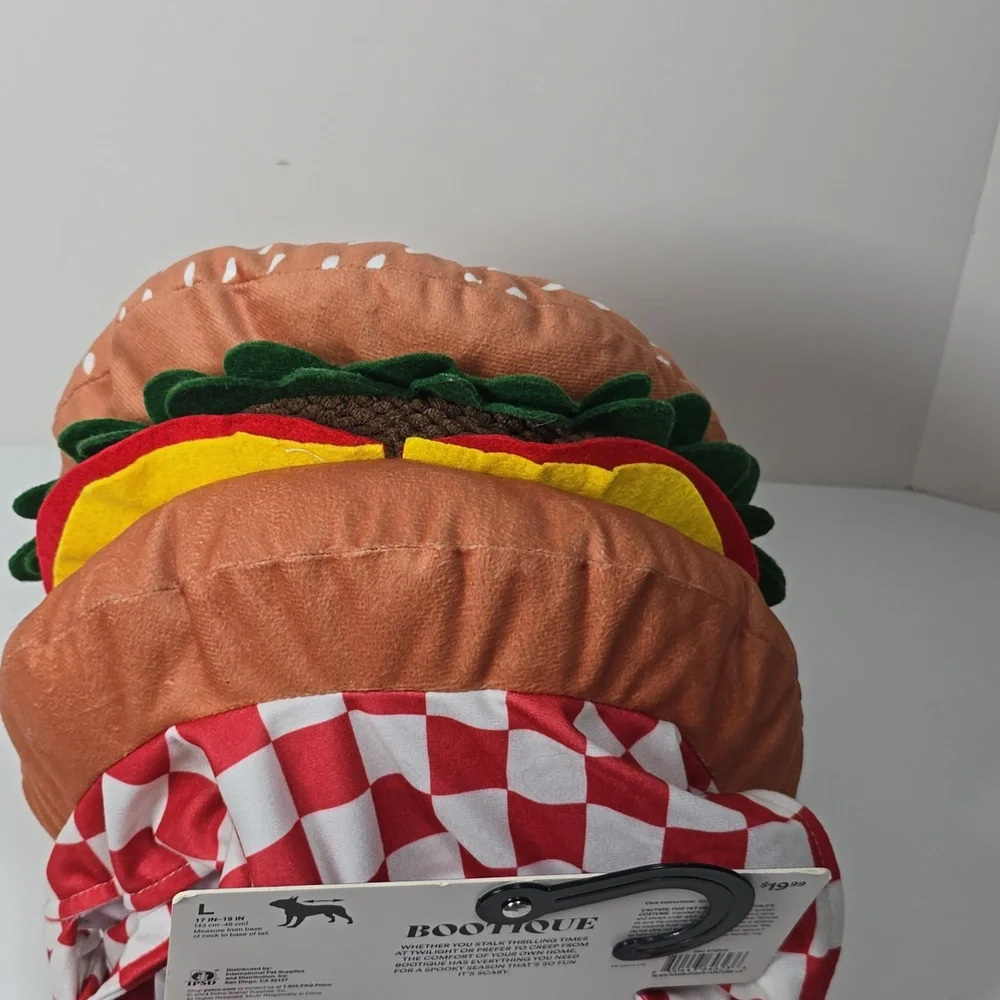 Bootique Dog Hamburger Costume with Red Checkered Pattern Sz S Nwt - Picture 6 of 6